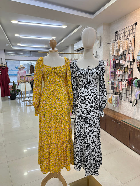 Summer Cotton Long Sleeves Maxi Dress